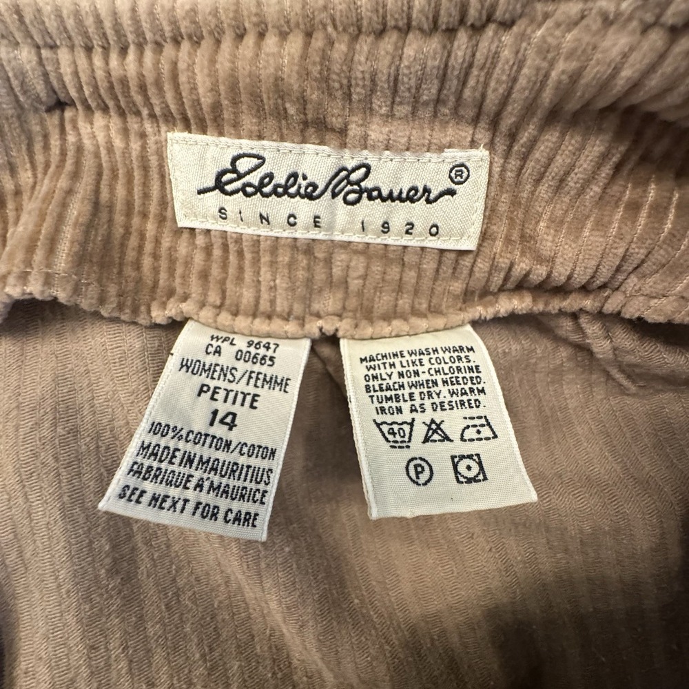 Eddie Bauer Skirt Women's 14 P Tan Camel Corduroy Vintage Retro Pockets Academia - Picture 2 of 10